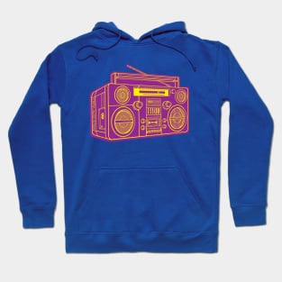 Boombox (Yellow Lines + Violet Drop Shadow) Analog / Music Hoodie